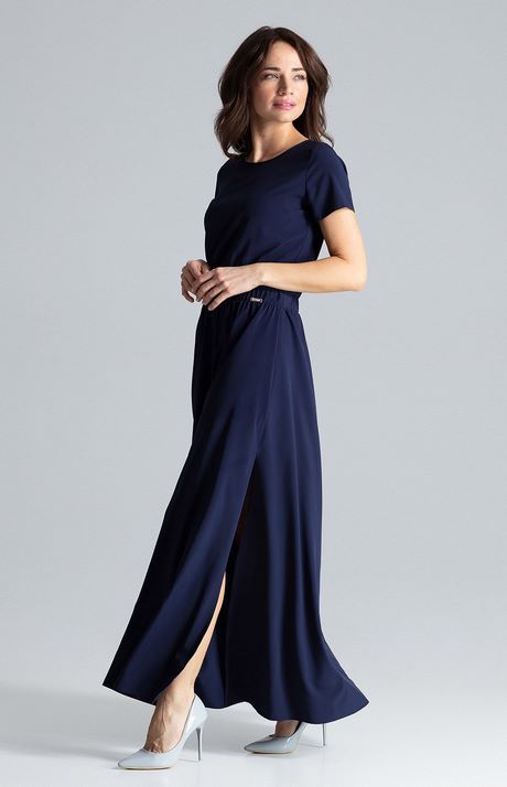 Robe longue bleu foncé