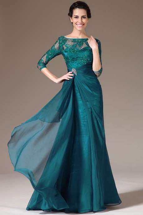 Robe longue cocktail bleu