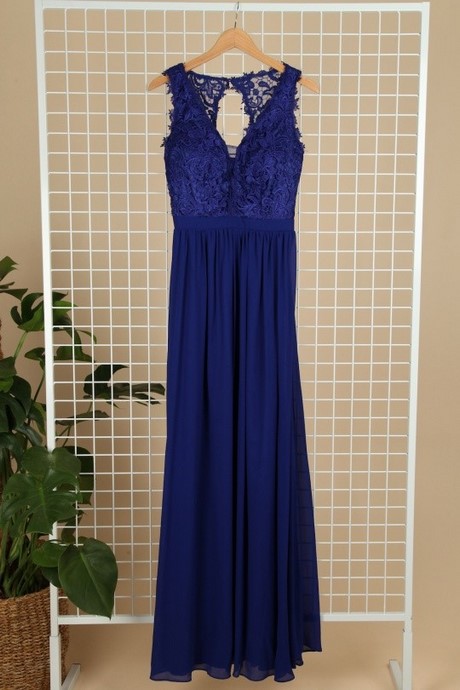 Robe longue cocktail bleu