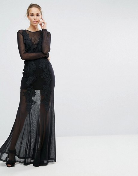 Robe longue noire habillée