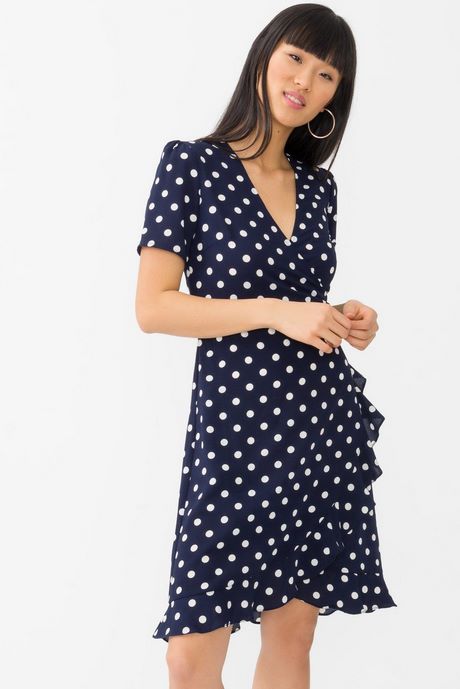 Robe pois bleu marine