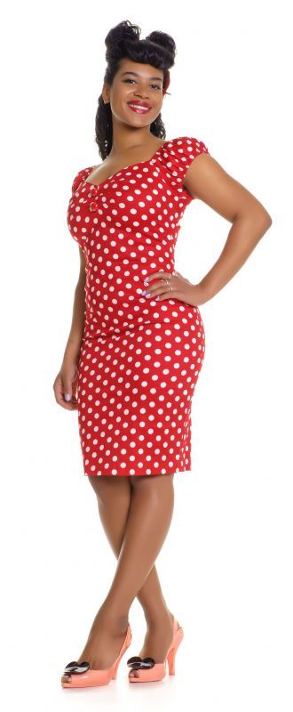 Robe rouge a pois blanc vintage