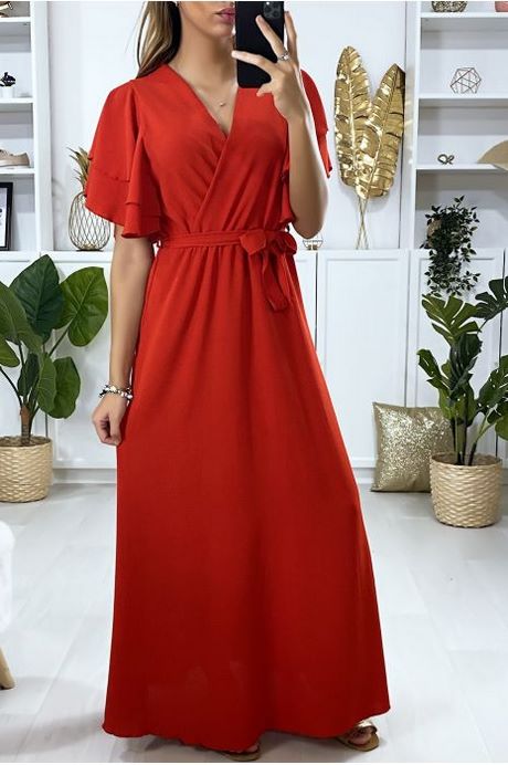 Robe rouge longue manche