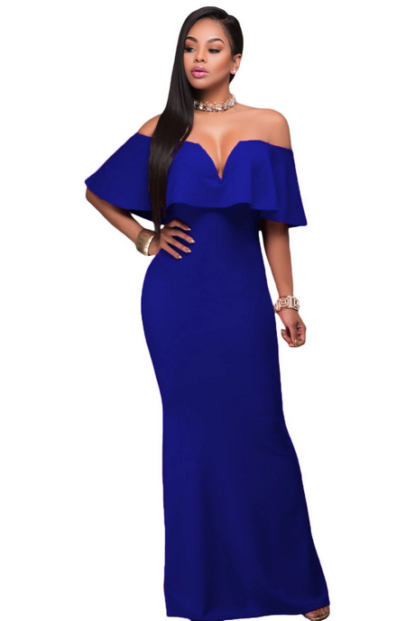 Robe soirée longue bleu