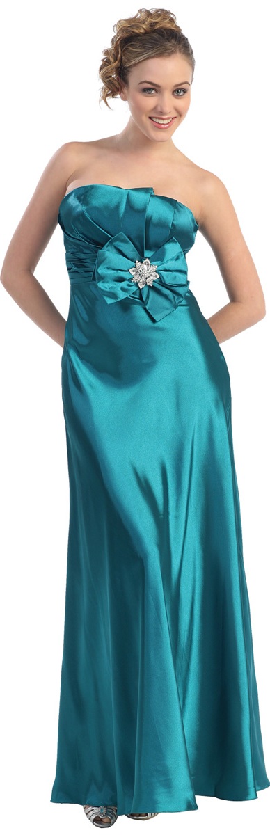 Robe de soirée bleu vert