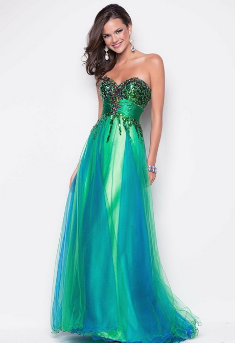 Robe de soirée bleu vert