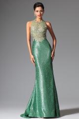 Robe de soirée verte longue