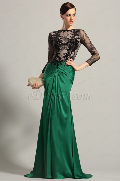 Robe longue vert emeraude