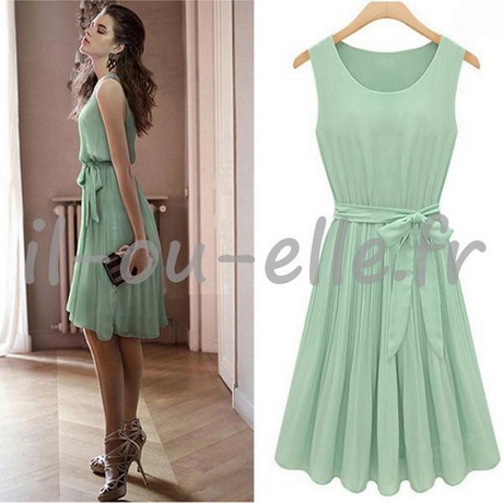 Robe soie verte