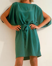 Robe soie verte