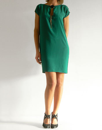 Robe soie verte