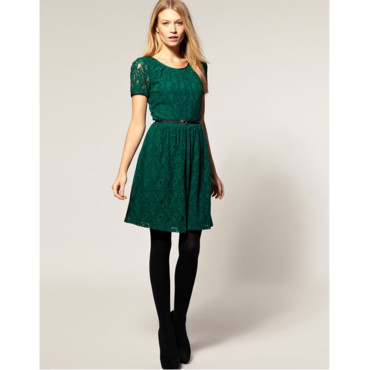 Robe verte manche longue