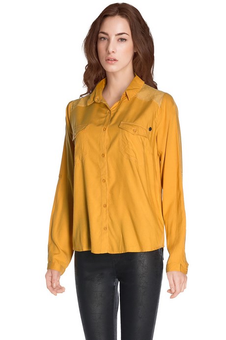 Chemise femme moutarde