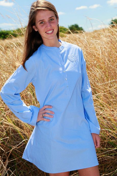 Chemise longue bleu femme