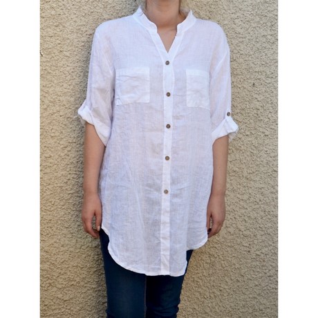 Chemise longue femme blanche