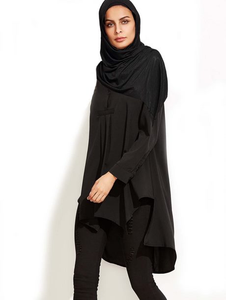 Chemise longue femme noir