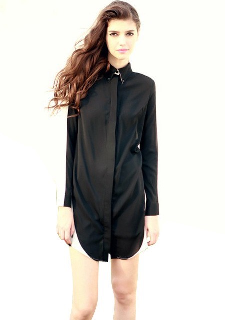 Chemise longue noir femme