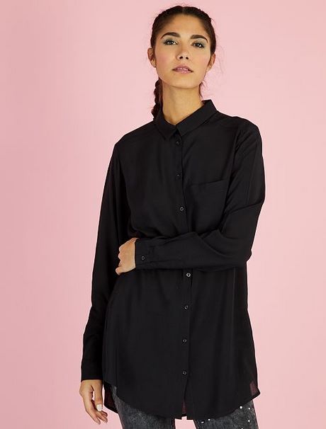 Chemise longue noir femme