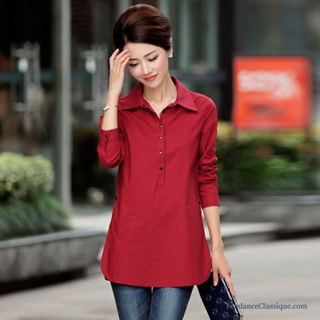 Chemise longue rouge femme