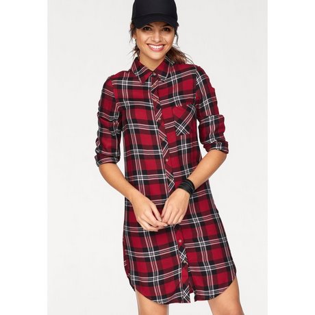 Chemise longue rouge femme