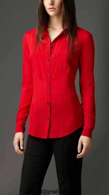 Chemise longue rouge femme