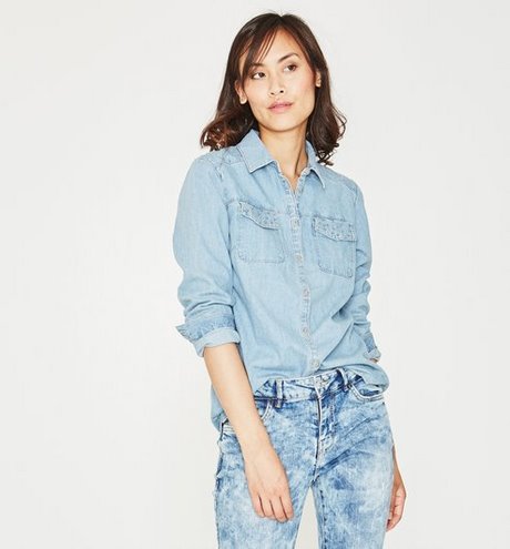 Chemise tunique en jean femme