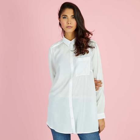 Chemisier long blanc femme