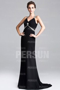 Robe de cocktail longue noir et blanche