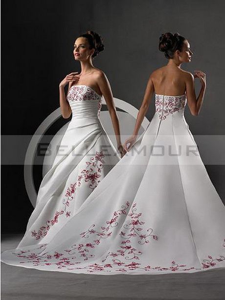 Robe de mariee blanc et rouge