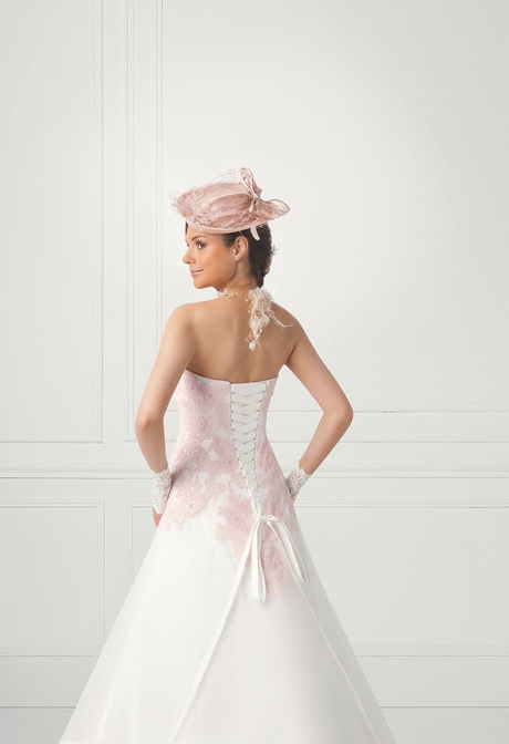 Robe de mariee rose et blanc