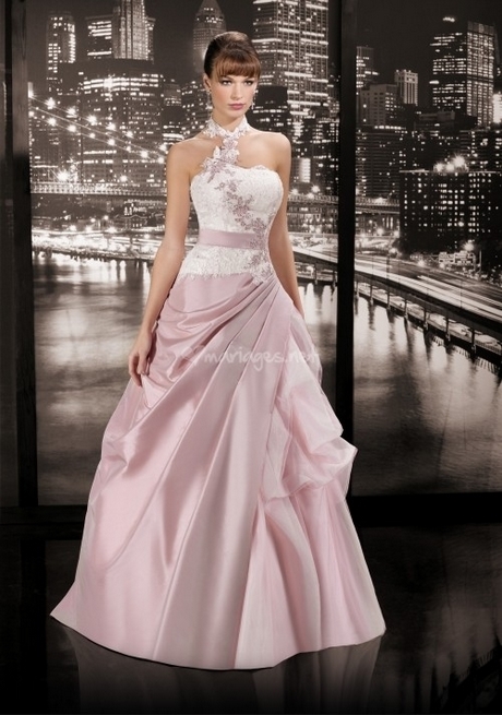 Robe de mariee rose et blanc