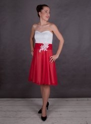 Robe de soirée courte blanche et rouge