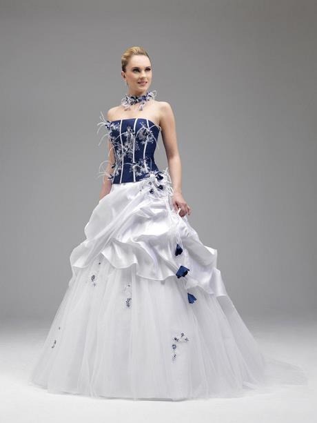 Robe mariée bleu et blanc