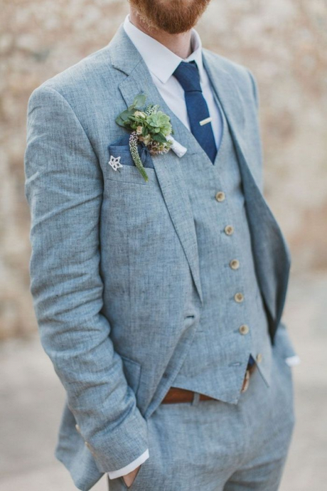 Costume bleu clair mariage