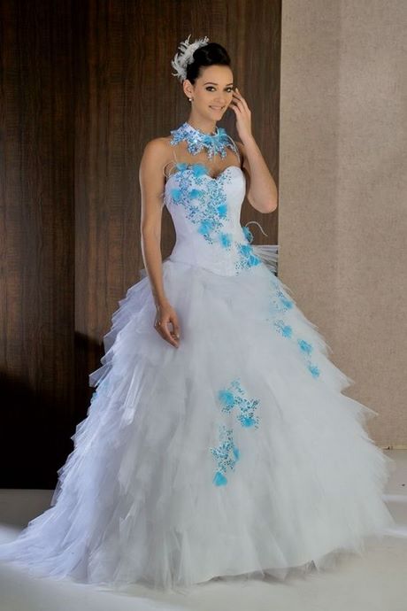 Costume mariage blanc et bleu turquoise