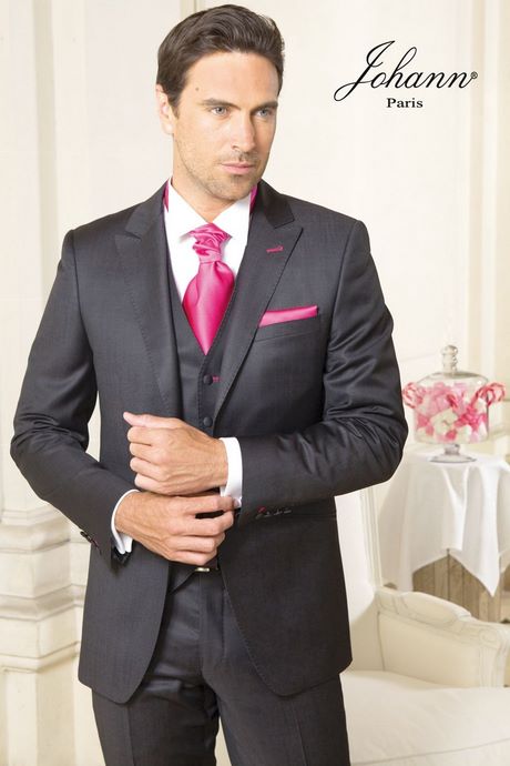 Costume mariage gris et rose