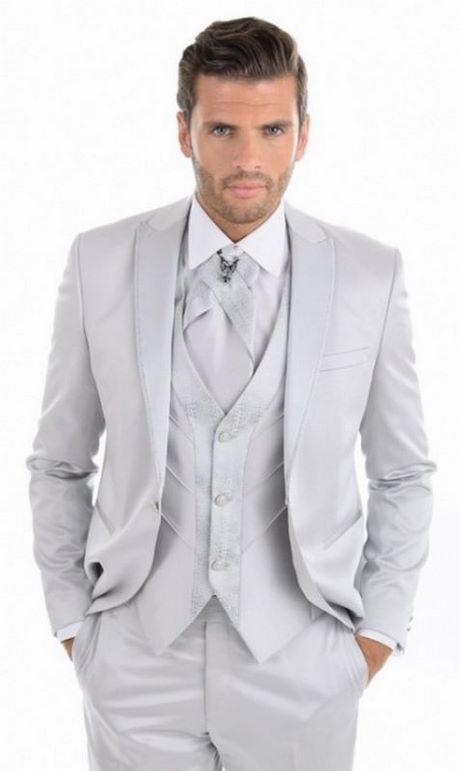 Costume mariage gris satiné