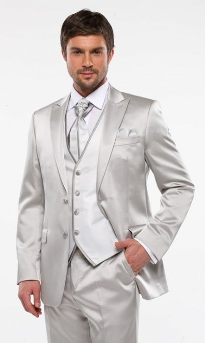 Costume mariage gris satiné